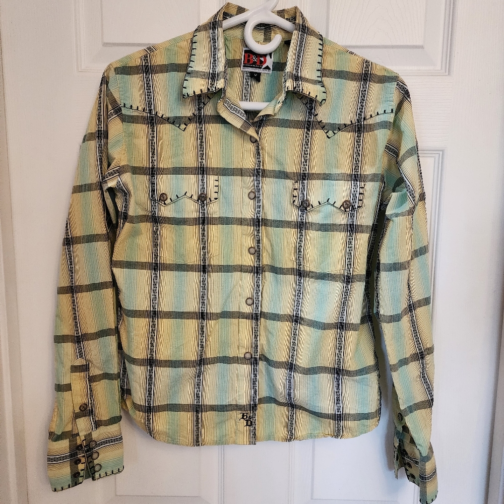 B&D Panhandle Slim Snap Button Western Shirt‎ M Brooks Dunn Brooks & Dunn